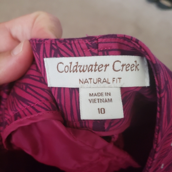 Coldwater Creek 10 tropical print pockets natural fit 98% cotton pant - Picture 3 of 6
